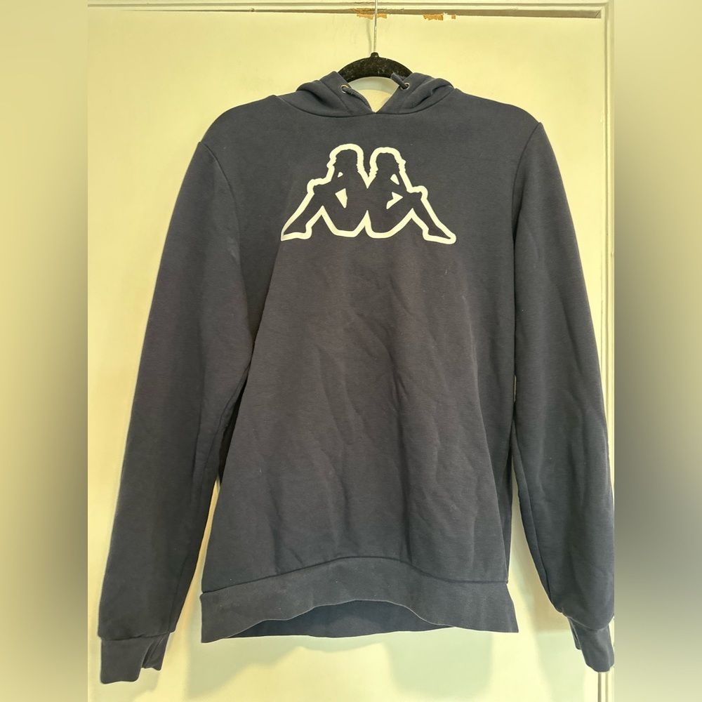 Kappa Sz: M Outline Graphic iconic Omini Logo Navy Blue Hoodie Sweatshirt.
